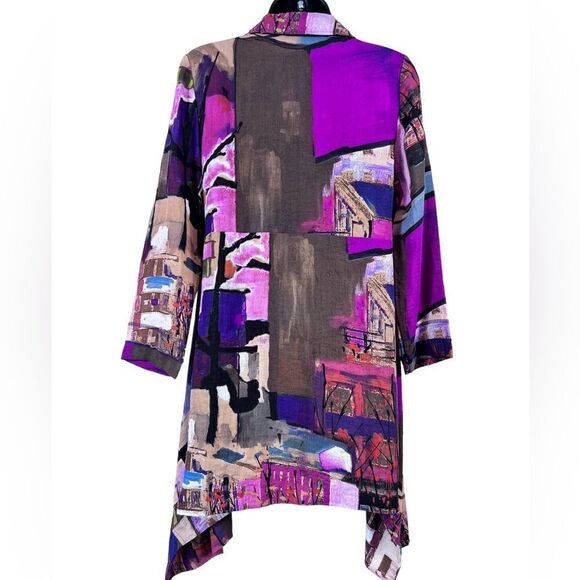 Aris A Multicolor Art to Wear Longline Lagenlook Jacket - Picture 11 of 11